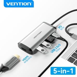 ราคาVention 5-in-1 ฮับอะแดปเตอร์ พอร์ต USB ประเภท C พร้อม HDMI 4K USB 3.0 PD ช่องชาร์จ สำหรับแล็ปท็อป USB-C CNB