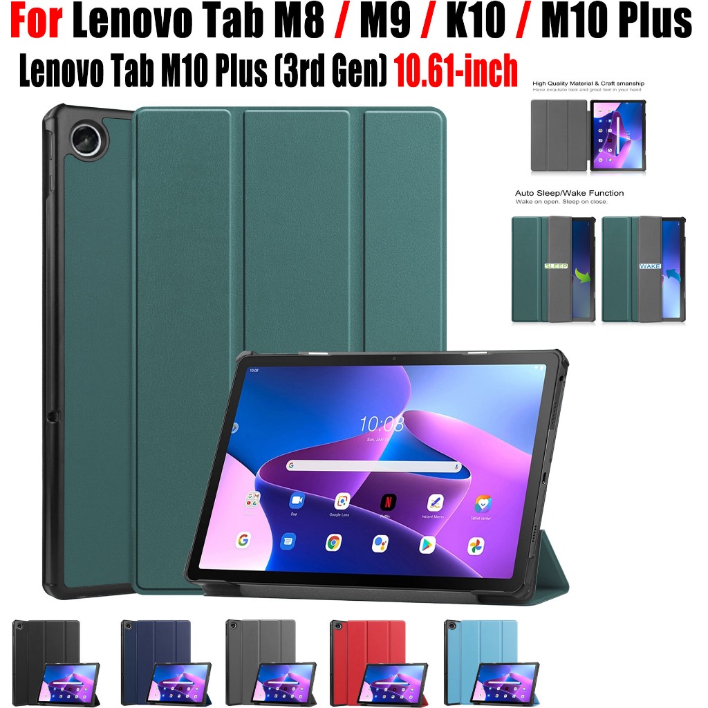 สําหรับ Lenovo Tab M8 / M9 / M10 Plus / K10 10.3 "คุณภาพสูงหนัง PU Stand Flip Cover Lenovo Tab M10 Plus (3rd Gen) 10.61 นิ้วแฟชั่นสามพับกรณีแท็บเล็ต