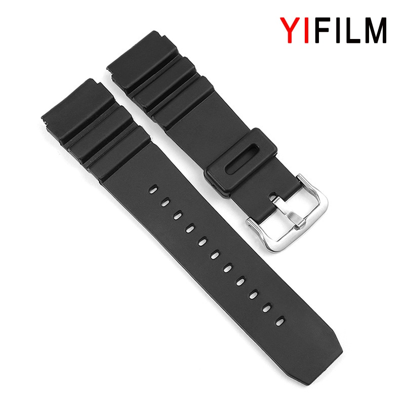 Yifilm สายนาฬิกาข้อมือซิลิโคน กันน้ํา สีดํา 22 มม. สําหรับ Casio MDV-106-1A MTD-1079 AMW-360 MTH-3050 MTP-VD01 MTP-1303 1374 1375 VD01