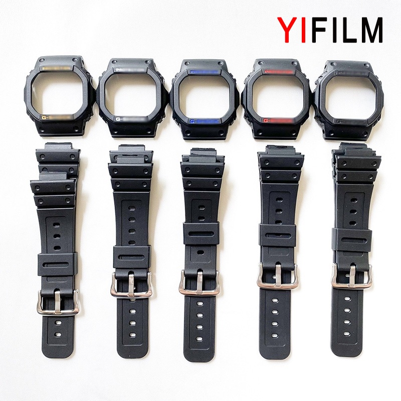 Yifilm สายนาฬิกาข้อมือเรซิ่น 16 มม. พร้อมเคส สําหรับ Casio G-SHOCK DW5600 GW5035 GWX-5600 DW-5025 DW-5030 DW5610