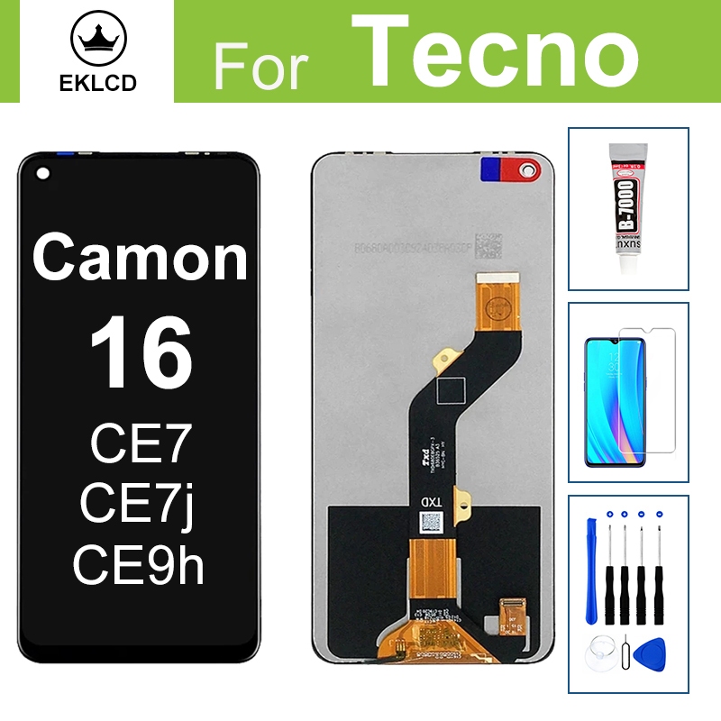 LCD สำหรับ Tecno Camon 16 CE7 CE7j CE9h จอแสดงผลหน้าจอสัมผัสชิ้นส่วนซ่อมแซมแทน