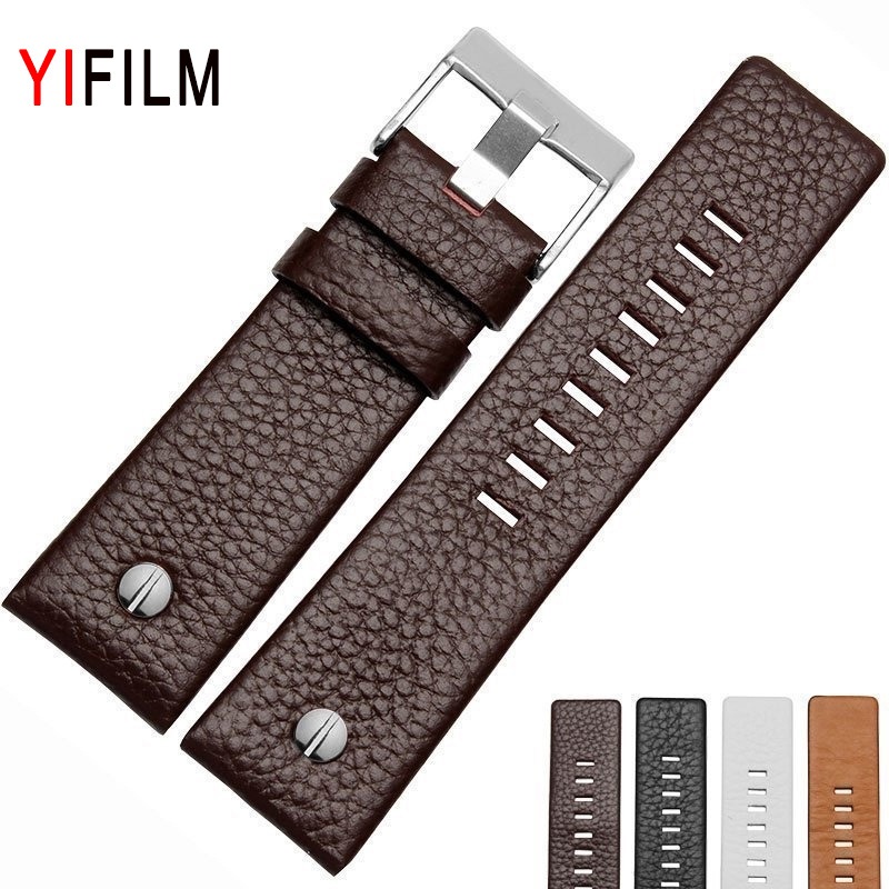 Yifilm สายนาฬิกาข้อมือหนังแท้ คุณภาพสูง สําหรับ Diesel DZ7333 7348 4318 26 มม. 27 มม. 28 มม. 30 มม.