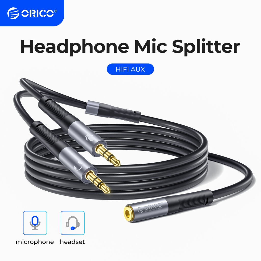 Orico สายสัญญาณเสียง 3.5 มม. 2 IN 1 ชาย 2 พอร์ตหญิง Aux อะแดปเตอร์สาย Mic Audio 