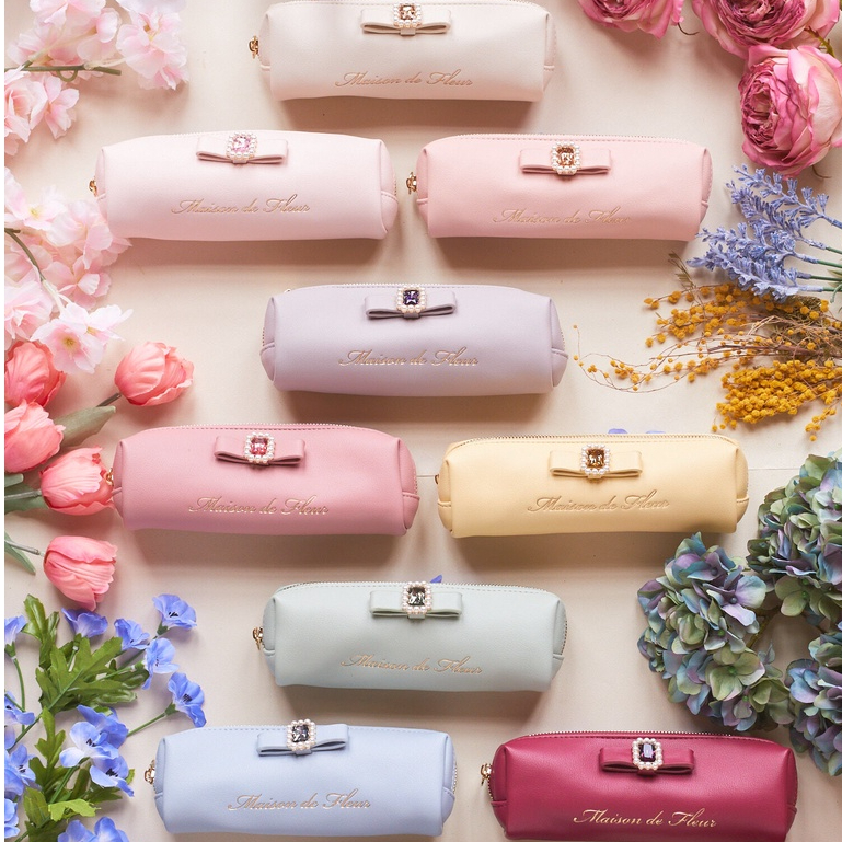 【 Maison De FLEUR 】กระเป๋าดินสอ ทรงกระบอก สีมาการอง สไตล์ญี่ปุ่น ครบรอบ 10 ปี สําหรับใส่แปรงแต่งหน้า