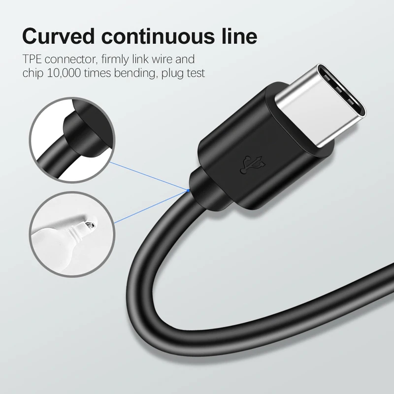 สายชาร์จ USB Type C 1 เมตร สําหรับ Samsung ชาร์จเร็ว สายเคเบิล USB-C โทรศัพท์มือถือ แท็บเล็ต สายชาร์จ Type-C สายไฟข้อมูล