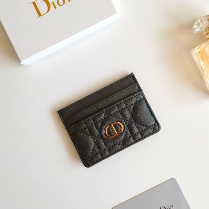 ของแท้ 100% Dior Caro กระเป๋าหนัง ใส่บัตรได้ห้าช่อง สําหรับผู้หญิง