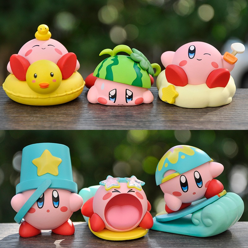 6ชิ้น/เซ็ต4-6เซนติเมตรญี่ปุ่นเกมเคอร์บี้รูปแตงโมท่องดาวเคอร์บี้ถามรุ่นพีวีซีแอ็คชั่นรุ่นสก์ท็อปตกแต่งตุ๊กตาของเล่น