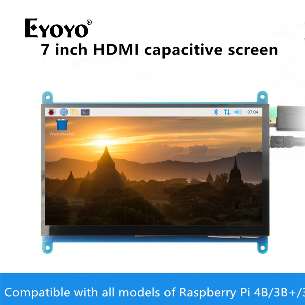 Aprotii หน้าจอสัมผัส LCD HDMI 7 นิ้ว 1024x600 Ultra HD สําหรับ Raspberry Pi