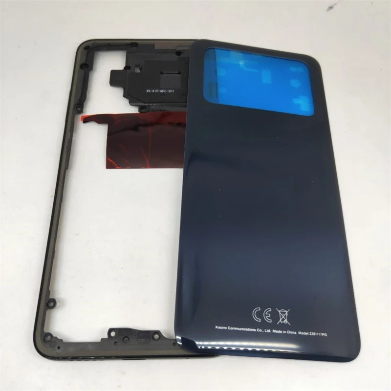 ที่อยู่อาศัยเต็มรูปแบบสําหรับ Xiaomi Poco M4 Pro 4G MZB0B5VIN 2201117PI กรอบกลาง + ฝาหลังแบตเตอรี่