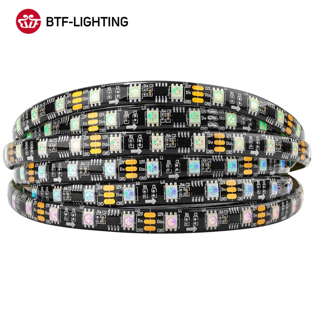 BTF-LIGHTING WS2811 60LEDs/m  RGB IC แถบไฟ LED 1 IC ควบคุม 3 LEDs แถบไฟพิกเซลที่แอดเดรสได้ DC12V