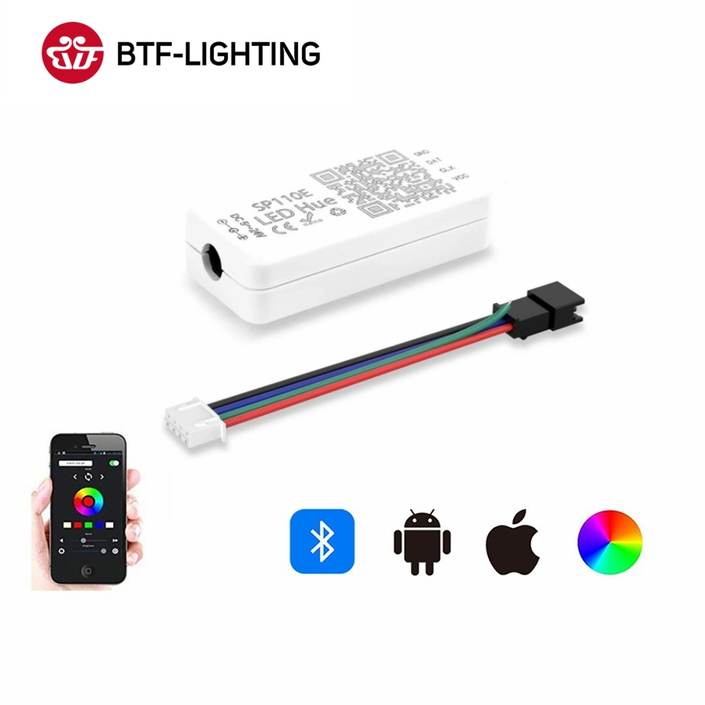 BTF-LIGHTING SP110E ฟันสีฟ้า SPI ตัวควบคุม LED แอดเดรสได้ 120 แบบ สําหรับ WS2811 WS2812B WS2815 WS2813 SK6812 RGB/RGBW แถบไฟ LED