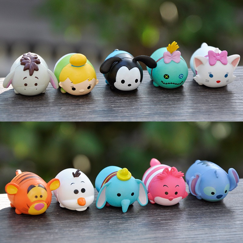 10 ชิ้น/เซ็ตอะนิเมะการ์ตูน Tsum Stitch Tigger Eeyore Olaf Dumbo Scrump Cat รุ่น Q PVC Action Figures รุ่นเดสก์ท็อปตกแต่งตุ๊กตาของเล่น