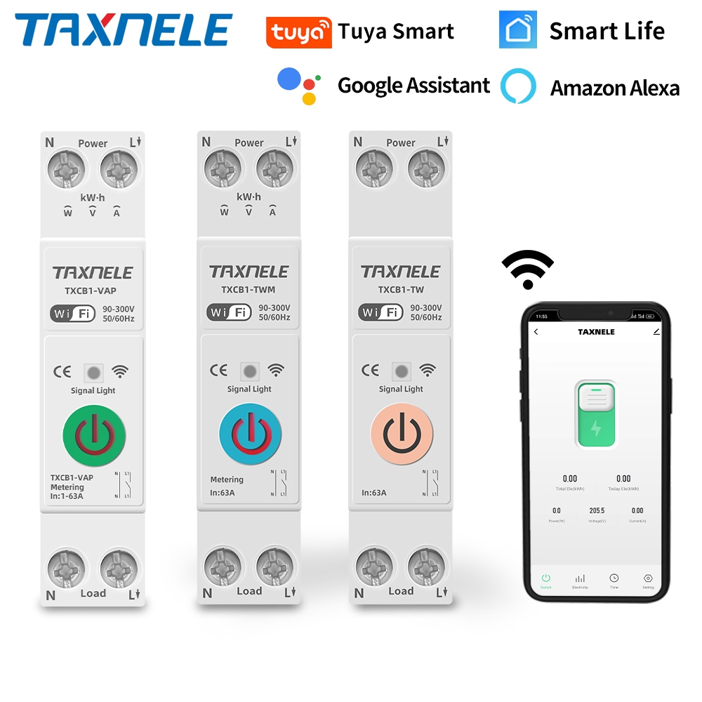 Ac 90-300V TUYA WIFI เบรกเกอร์วงจรอัจฉริยะ 1P 63A มิเตอร์วัดพลังงาน ราง DIN สมาร์ทโฮม รีโมตคอนโทรล ไร้สาย สวิตช์อัจฉริยะ – โปรปัง