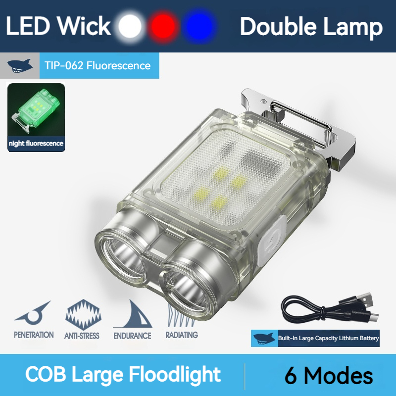 Smiling Shark TIP062 ไฟฉาย led พวงกุญแจไฟ ไฟฉายฉุกเฉิน COB ขนาดเล็ก สีแดง และสีฟ้า แบบพกพา พร้อม ที่เปิดขวด ไฟทำงาน แม่เหล็ก อเนกประสงค์ เดินป่า วิ่ง ซ่อมแซม ที่เปิดขวด สําหรับรถยนต์