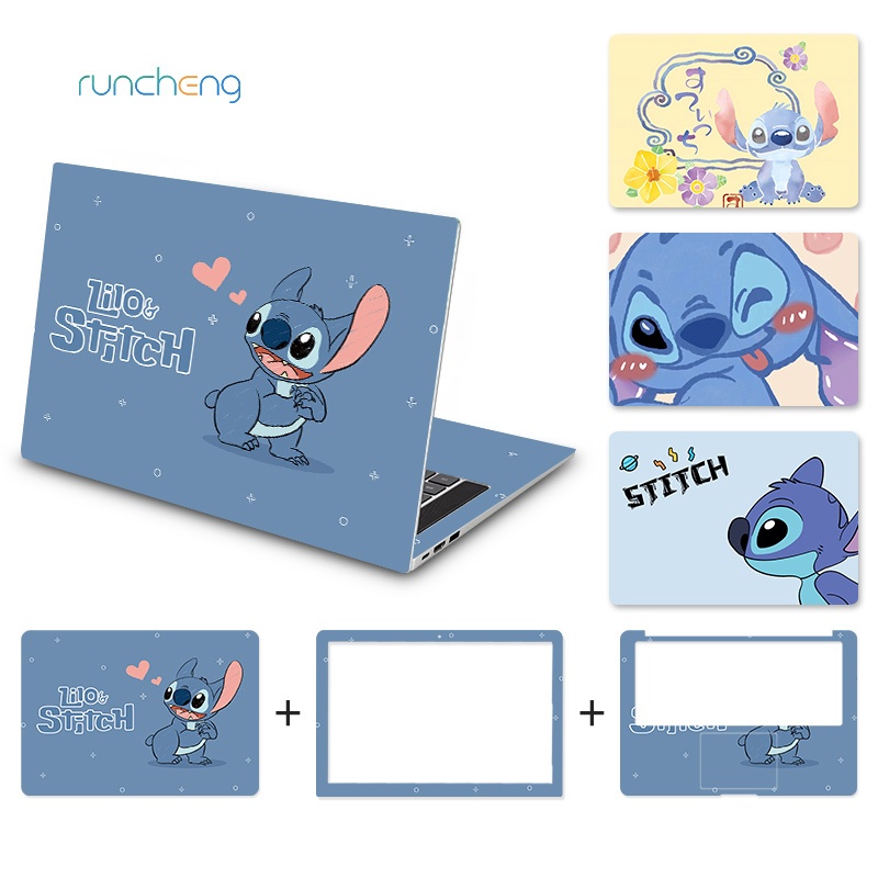 【3 ชิ้น】สีฟ้าสด Stitch ออกแบบสากลแล็ปท็อปผิวกันน้ำกันฝุ่นน้ำมันวัสดุพีวีซีสติกเกอร์แล็ปท็อป 12/13/14/15/17