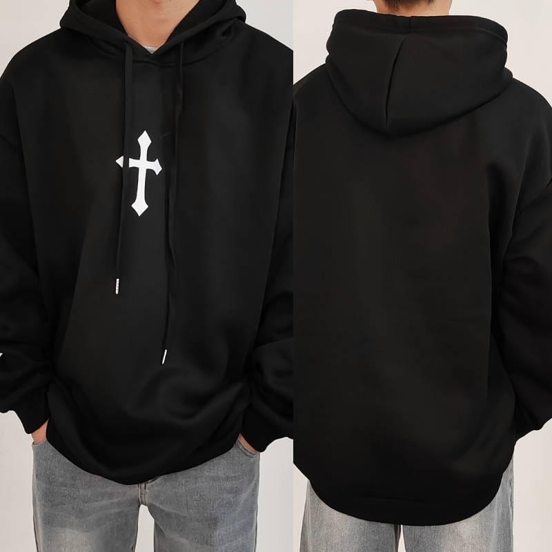 Vela หลวมสําหรับผู้ชายหญิงเสื้อกันหนาวมีฮู้ดสไตล์เกาหลี เสื้อ แบบสวม ทรงหลวม พิมพ์ลาย สไตล์สตรีท เรียบง่าย ให้ความอบอุ่น สําหรับผู้ชาย วัยรุ่น หลากหลายสไตล์ให้เลือก - รูปที่ 3