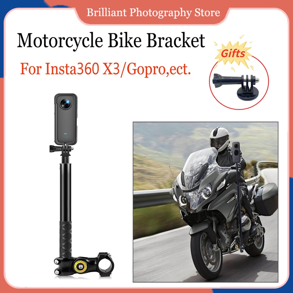 จักรยานรถจักรยานยนต์ขี่วงเล็บสําหรับ Insta360 X5 x4 X3 One X2 ที่มองไม่เห็น Selfie Stick สําหรับ GoPro 12 11 10 DJI Action 4 3 กล้องอุปกรณ์เสริม