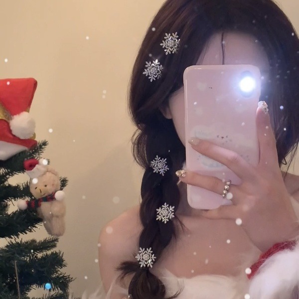 [Magpie] กิ๊บติดผม โลหะ ประดับมุก เพทาย เกล็ดหิมะ สวยงาม เหมาะกับฤดูใบไม้ร่วง และฤดูหนาว สําหรับผู้หญิง