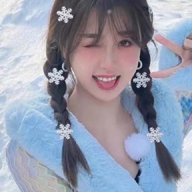 [Magpie] กิ๊บติดผม โลหะ ประดับมุก เพทาย เกล็ดหิมะ สวยงาม เหมาะกับฤดูใบไม้ร่วง และฤดูหนาว สําหรับผู้หญิง