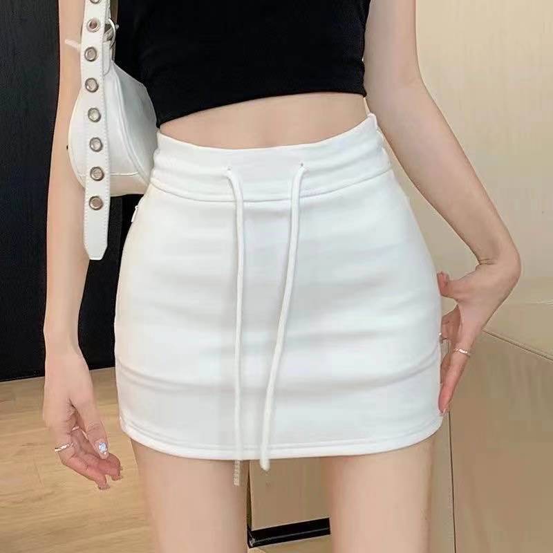 Xiaozhainv กระโปรงกางเกง กระโปรงทรงเอ แบบเชือกรูด สําหรับผู้หญิง