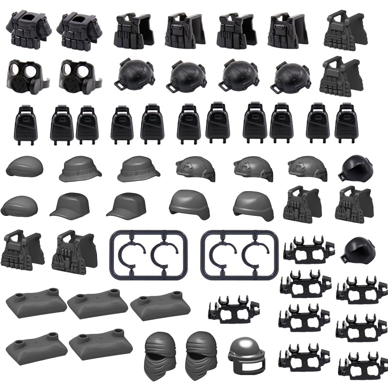 ทหารทหารชุดอุปกรณ์ MOC Building Block Swat Team Parts หูฟังกระเป๋าเสื้อกั๊ก Sandbag อุปกรณ์เสริมเด็กของขวัญของเล่นเด็ก