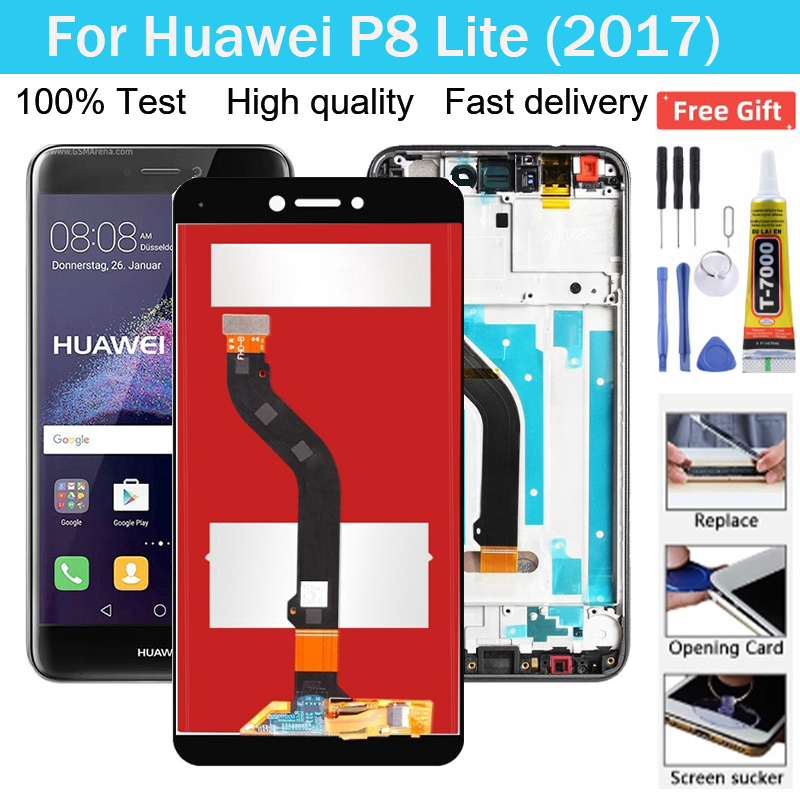 อะไหล่หน้าจอสัมผัสดิจิทัล LCD แบบเปลี่ยน สําหรับ Huawei P8 lite 2017 PRA-TL10 PRA-TL20 PRA-LA1 PRA-L