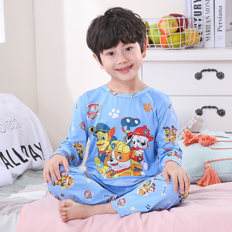Paw Patrol Doraemon ชุดนอนลําลอง แขนยาว ลายการ์ตูน สําหรับเด็กผู้ชาย และเด็กผู้หญิง 2 ชิ้น