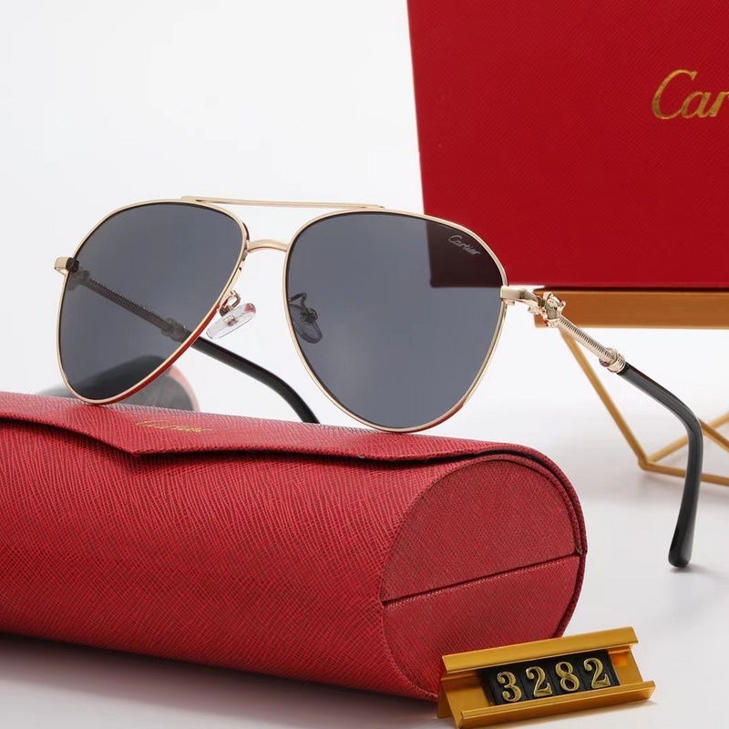 ใหม่ Cartier แว่นกันแดดแฟชั่น เทรนด์เรโทร กระจกรูปกบ สําหรับผู้ชาย