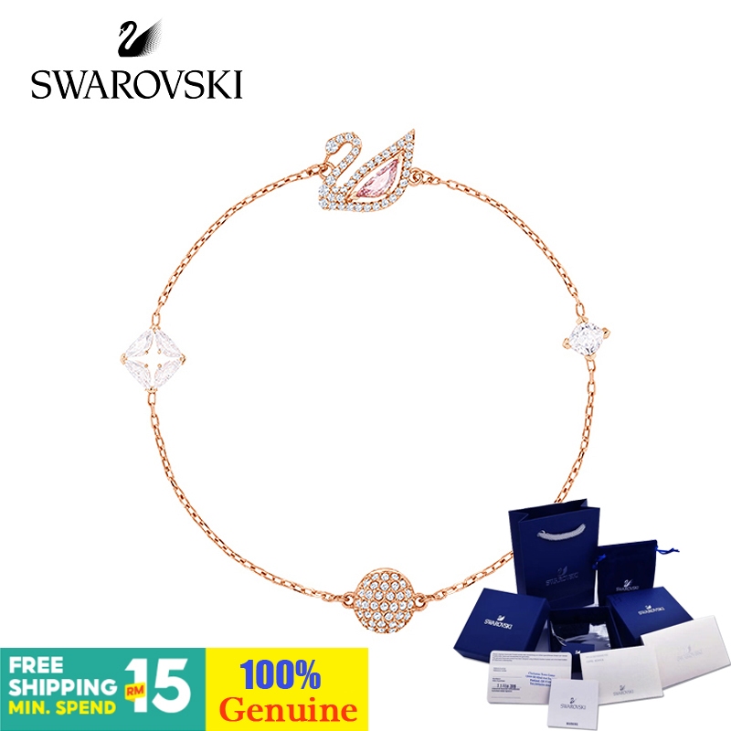 Swarovski สร้อยข้อมือเงิน ประดับคริสตัล หงส์ เครื่องประดับ สําหรับผู้หญิง