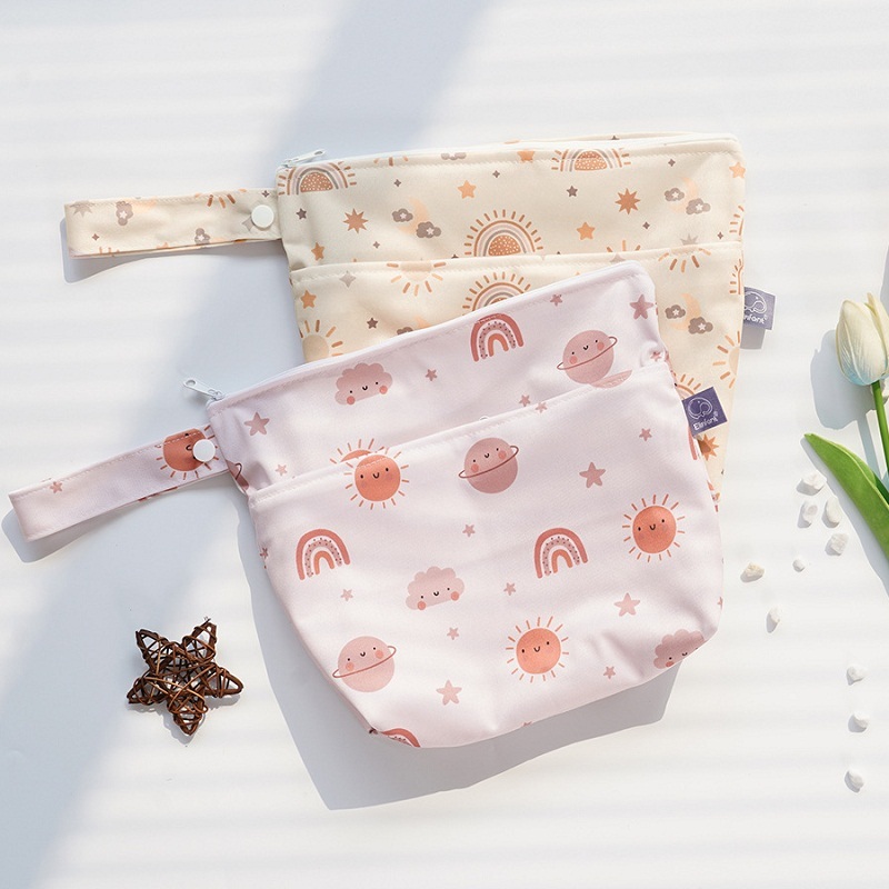 มาแรง กระเป๋าเก็บผ้าอ้อมเด็ก กันน้ํา มีซิปคู่ ใช้ซ้ําได้ สําหรับติดรถเข็นเด็ก