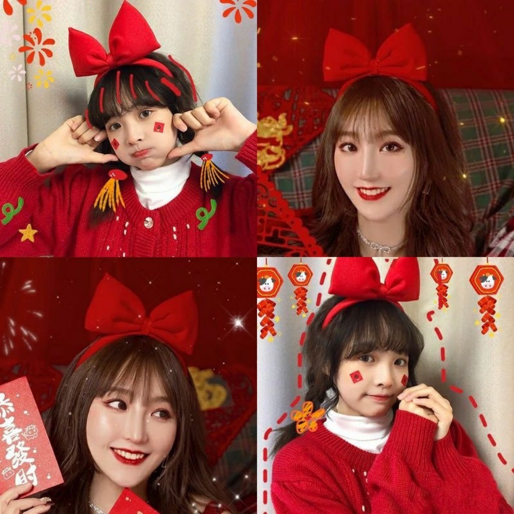 [Magpie] ที่คาดผม โบว์ใหญ่ สีชมพู สีแดง สไตล์เจ้าหญิง สําหรับผู้หญิง