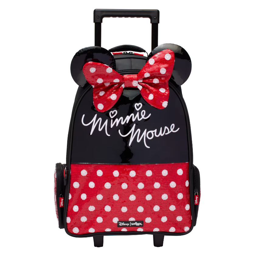 Smiggle Minnie Mouse กระเป๋าเป้สะพายหลัง พร้อมล้อเลื่อน มีไฟสว่าง