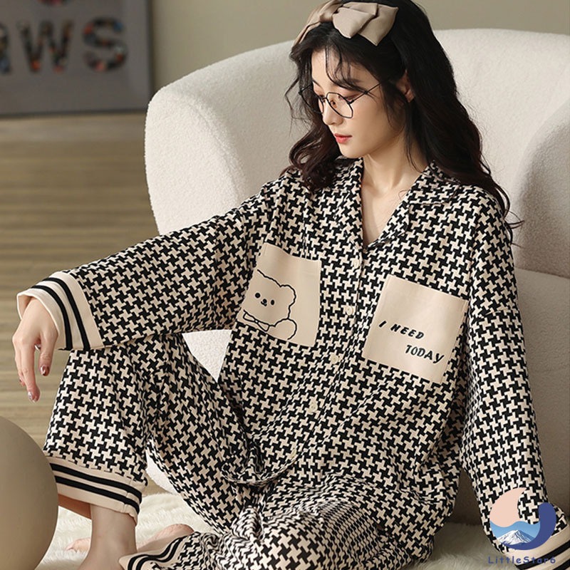 ชุดเซ็ท ชุดนอนแขนยาวขายาว ชุดนอนผ้าฝ้ายผู้หญิง XXL มี 40-75 กก. ใส่ได้ 20 แบบ