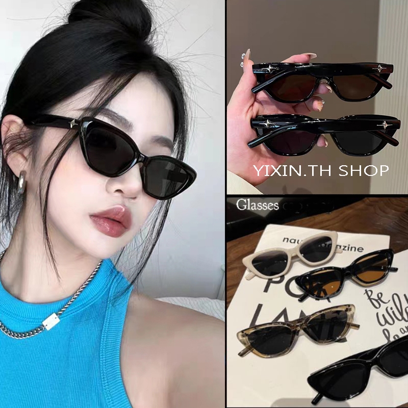 แว่นตาแฟชั่น แว่นตากันแดด กรอบสี่เหลี่ยม ลายโลโก้ Cat-eye เรียบง่าย คุณภาพสูง สไตล์เกาหลี สําหรับผู้หญิง ทรงแคทอาย