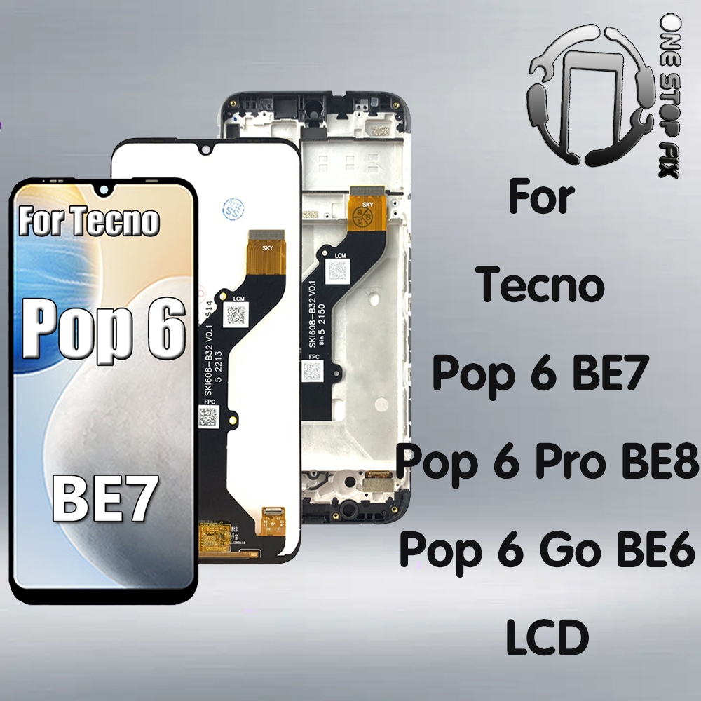 ชุดประกอบหน้าจอสัมผัส LCD 6.56 นิ้ว พร้อมกรอบ สําหรับ Tecno Pop 6 Pro 6Pro BE8 BE7 BE6J Tecno Pop6 Go