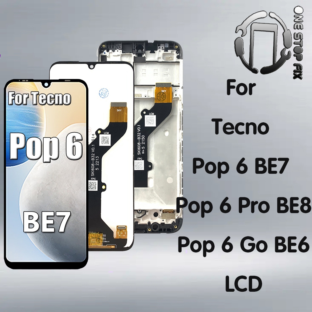 6.56 สําหรับ Tecno Pop 6 Pro 6Pro BE8 BE7 BE6J จอแสดงผล LCD หน้าจอสัมผัส Digiziter สําหรับ Tecno Pop