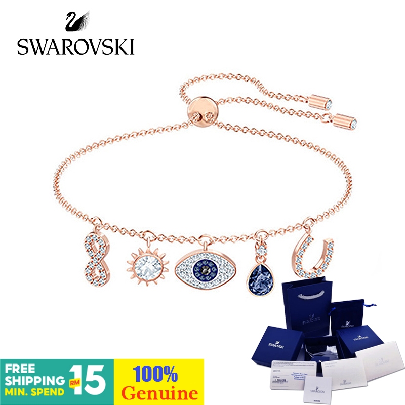 Swarovski SYMBOL สร้อยข้อมือเงินสเตอร์ลิง ปรับได้ เครื่องประดับ สร้อยข้อมือคริสตัล สวยงาม สร้อยข้อมือมิตรภาพ ชุดของขวัญวันเกิด แฟนสาว สร้อยข้อมือ เรียบง่าย