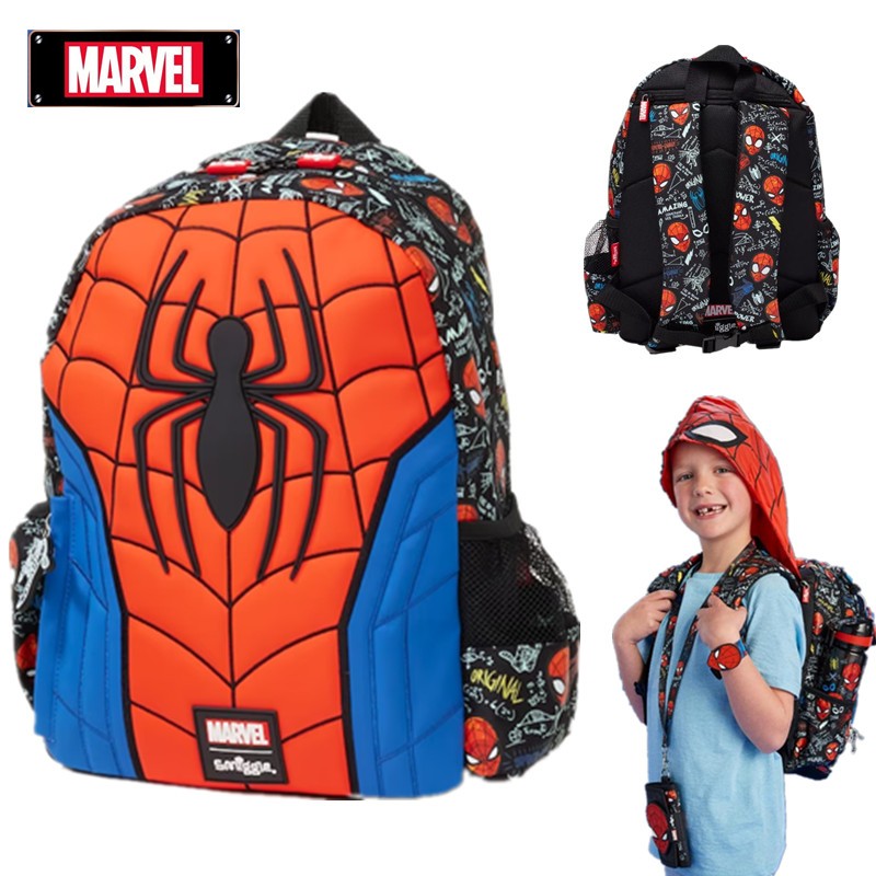Smiggle Spider-Man Junior Character Hoodie Backpack Collection Double Decker Classic Backpack Utility Pencil Case