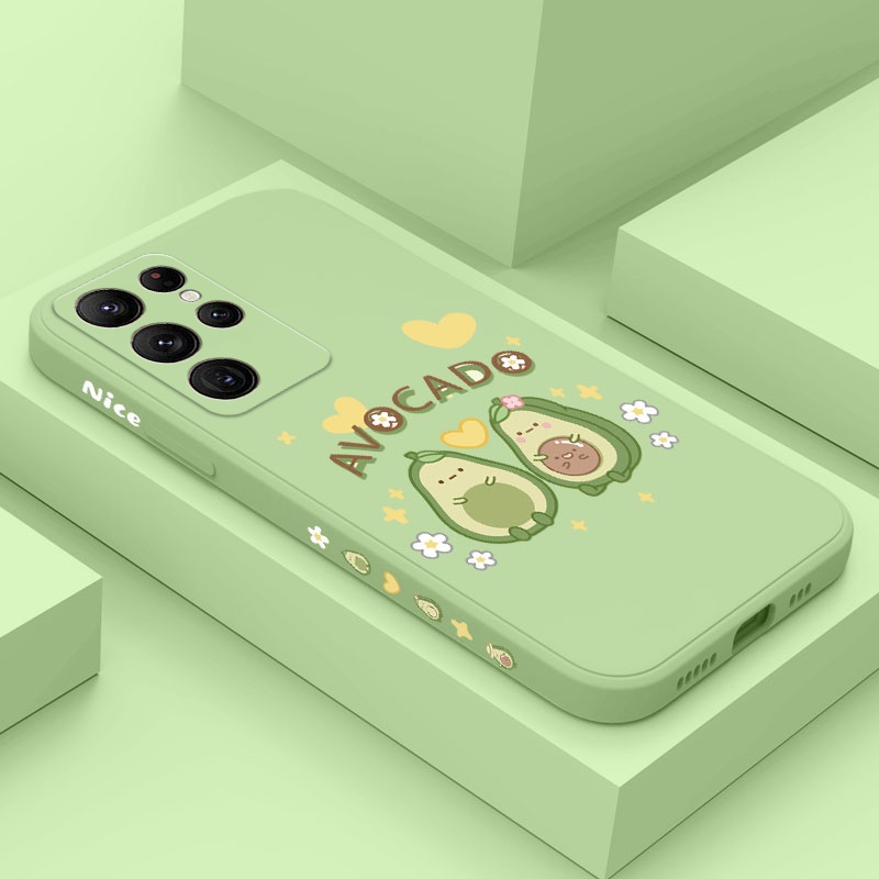 เคสโทรศัพท์มะละกอน่ารักสําหรับ Samsung Galaxy S24 FE Ultra Plus ซิลิโคนเหลวด้านข้างรูปแบบฝาครอบ