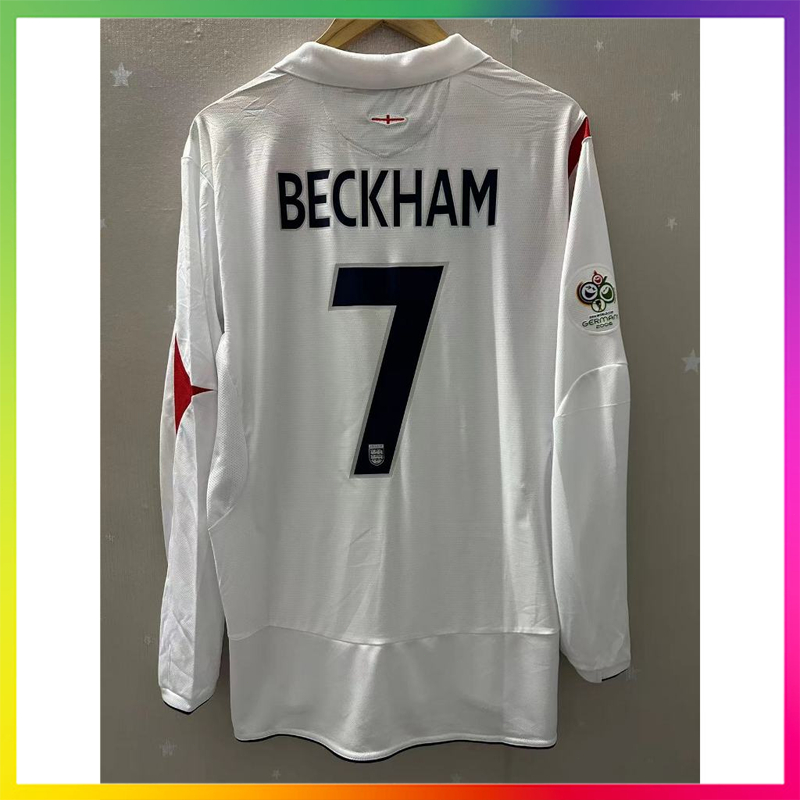 เสื้อกีฬาแขนยาว ลายทีมชาติฟุตบอล British BECKHAM GERRARD 2006 ชุดเหย้า คุณภาพสูง สไตล์วินเทจ