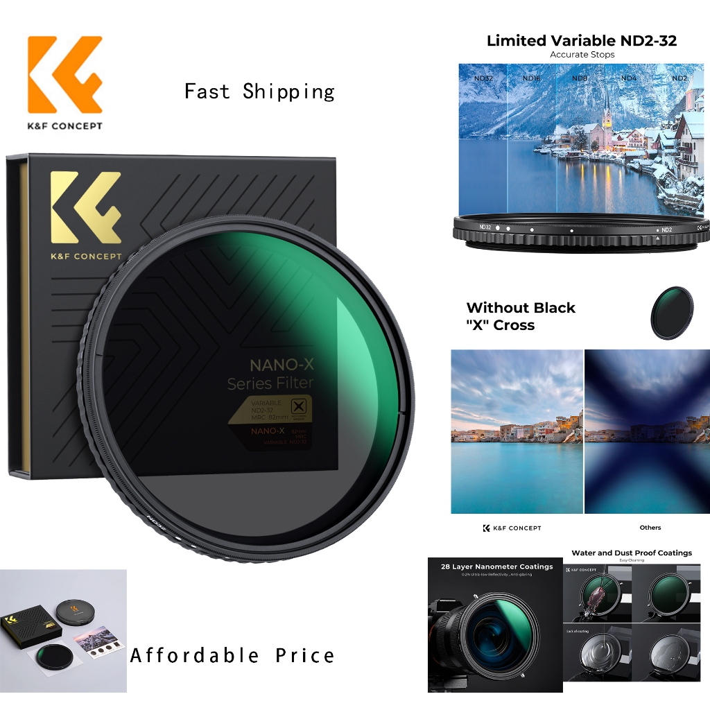 K&F Concept Fader ND2-ND32 (1-5 Stop) Variable ND เลนส์กรอง Neutral Density Filter สําหรับเลนส์กล้อง