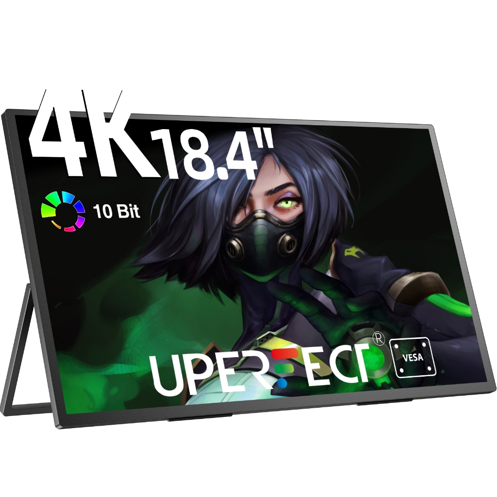 UPERFECT Delta Portable Monitor 18.5" 4K gaming Monitor พร้อมขาตั้งและ VESA 360° จอแสดงผลสําหรับแล็ป
