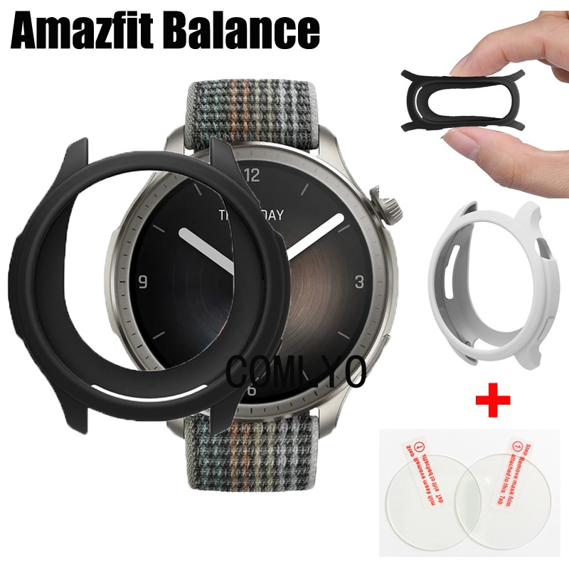 สําหรับ Amazfit Balance เคสป้องกัน ซิลิโคนนิ่ม ฟิล์มกระจกกันรอยหน้าจอ