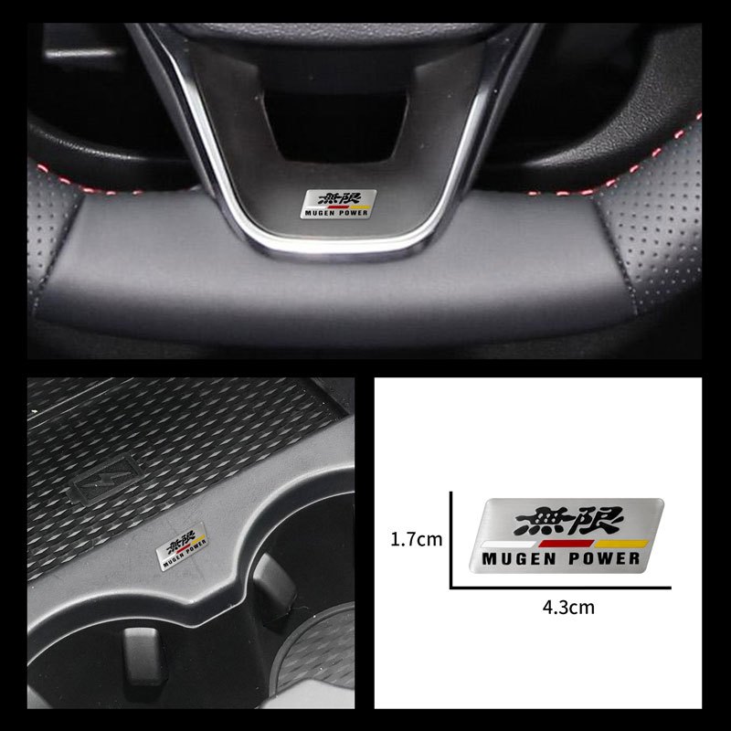 สติกเกอร์สแตนเลส รูปตราสัญลักษณ์ Honda Mugen สําหรับตกแต่งพวงมาลัยรถยนต์