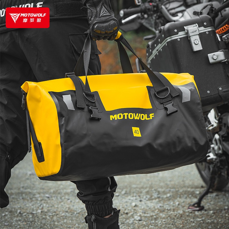 Modo Wolf MOTOWOLF กระเป๋าเดินทาง กันน้ํา อเนกประสงค์ ขนาดใหญ่ จุของได้เยอะ เหมาะกับการเดินทางกลางแจ้ง สําหรับรถจักรยานยนต์ กระเป๋าสะพายข้าง ทรงกลม