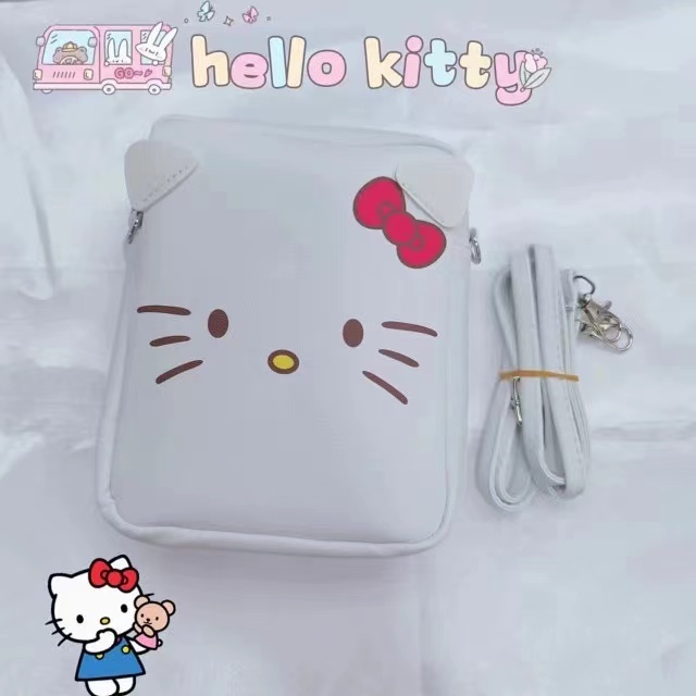 กระเป๋าเดินทาง Hello Kitty กีฬากลางแจ้ง Diagonal Mini Small Bag Out All-Match กระเป๋าใส่เหรียญแนวตั้ง Oxford สิ่งทอผ้า Dirt-Resistant ทนต่อการสึกหรอ