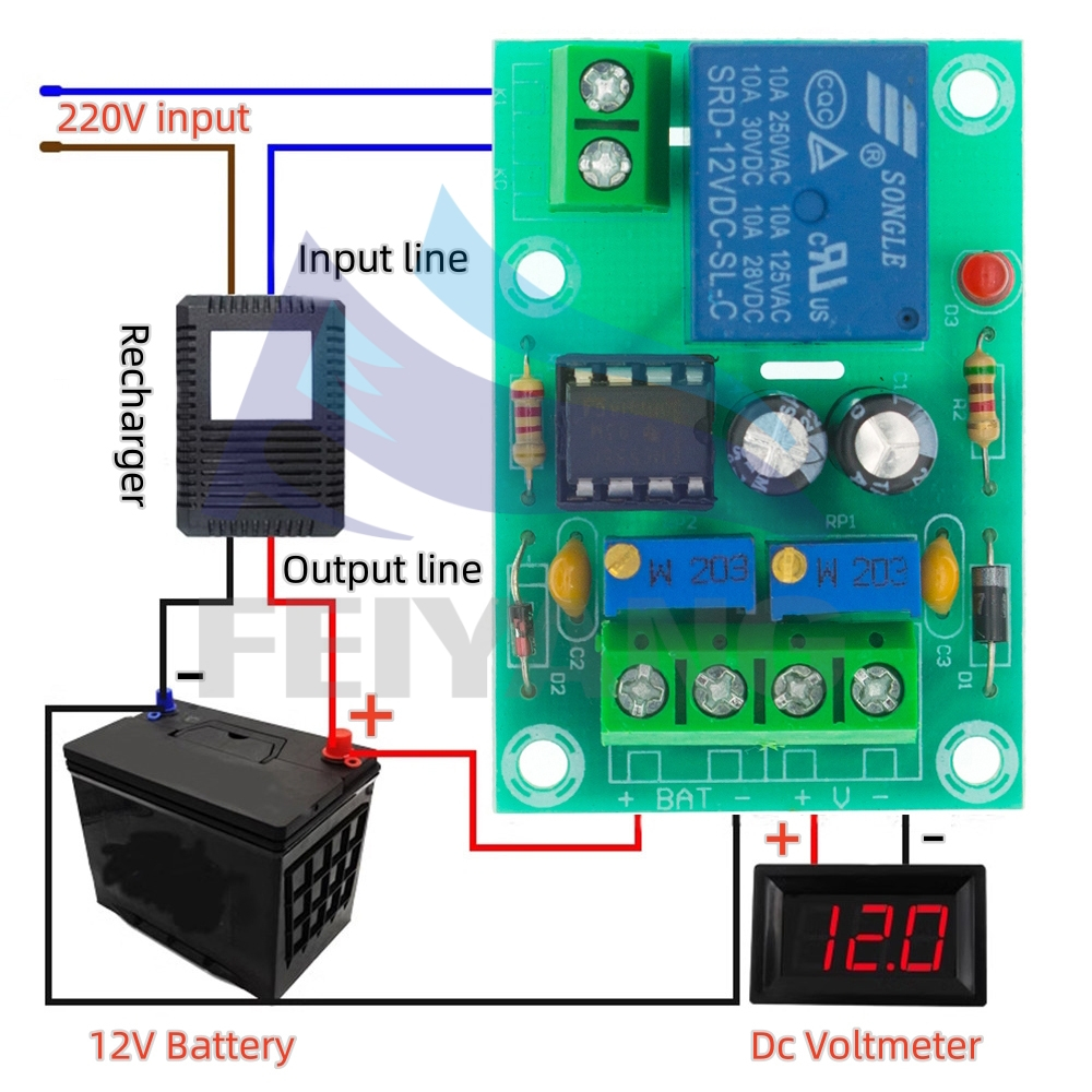 บอร์ดควบคุมการชาร์จแบตเตอรี่ 12V Xh-M601 แผงควบคุมการชาร์จไฟอัตโนมัติ