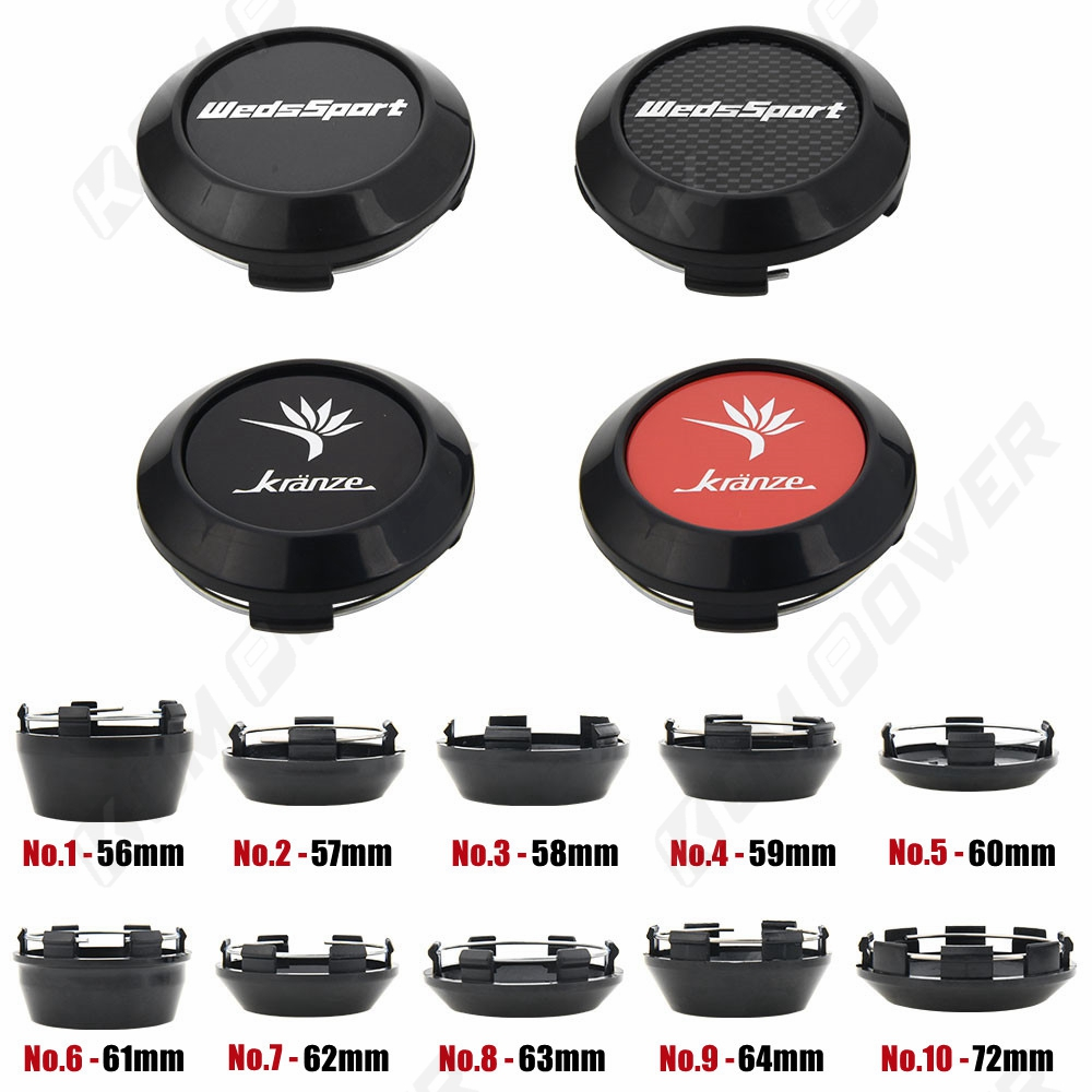 1ชุด/4ชิ้น ID 56มม/57/58/59/60/61/62/63/64/72มม ฝาครอบดุมล้อ KRANZEโลโก้ WEDSSPORT ครอบดุมล้อตัวสูง แข่งรถฝาดุมล้อ ฝาครอบดุมล้อรถเก๋ง สีดำ