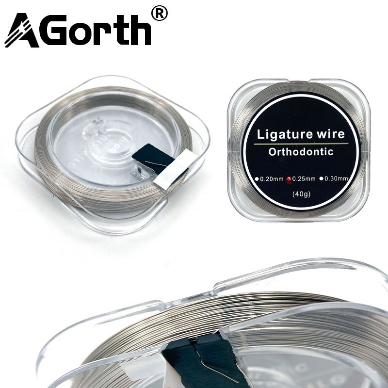 AGorth1 Roll/50g Dental Orthodontic Arch Wire Stainless Steel Ligature Wire Round Wire 0.2/0.25/0.3mm