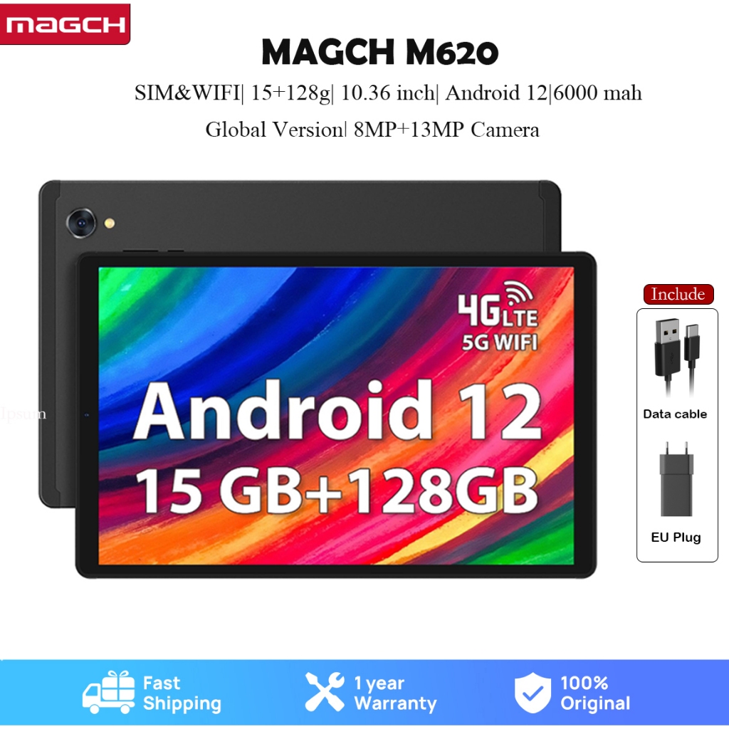 {30% OFF}MAGCH 2023 Android 12 Tablet 10.3-inch 2K FHD Tablet 15GB RAM 128GB ROM 2TB Expansion 8-core 12NM CPU Tablet 2000* 1200 IPS built-in LCD display 8000mAh 5G WiFi